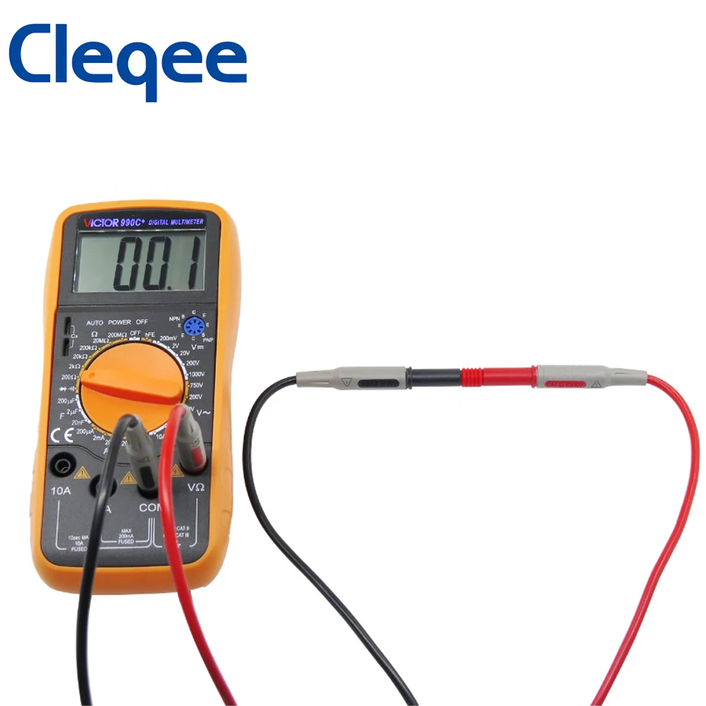 Cleqee P1032 4mm Cabo de teste de plugue banana Cabo de teste de plugue banana de ponta dupla 1000V 15A 1M para testes de multímetro