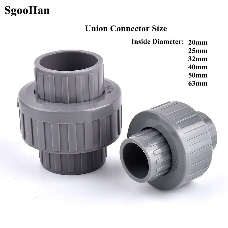 

1~5pcs Inner Diameter 20~63mm UPVC Union Connector Aquarium Fish Tank Tube Garden Irrigation Water Pipe Connector Fittings