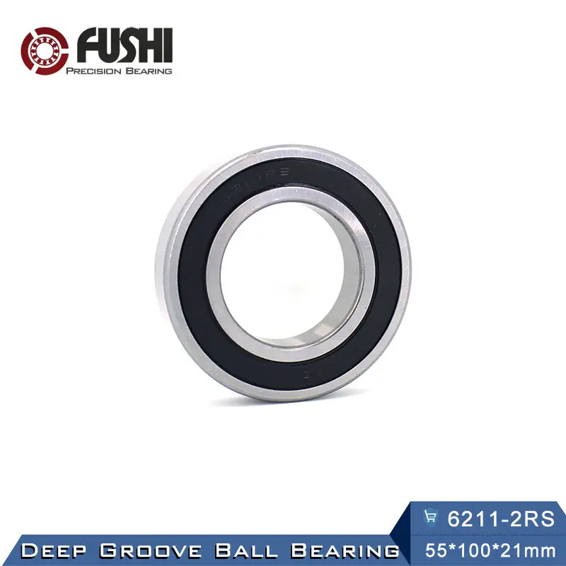 6211RS Bearing ( 1 PC ) 55*100*21 mm Deep Groove 6211-2RS Ball Bearings 6211RZ 180211 RZ RS 6211 2RS EMQ Quality