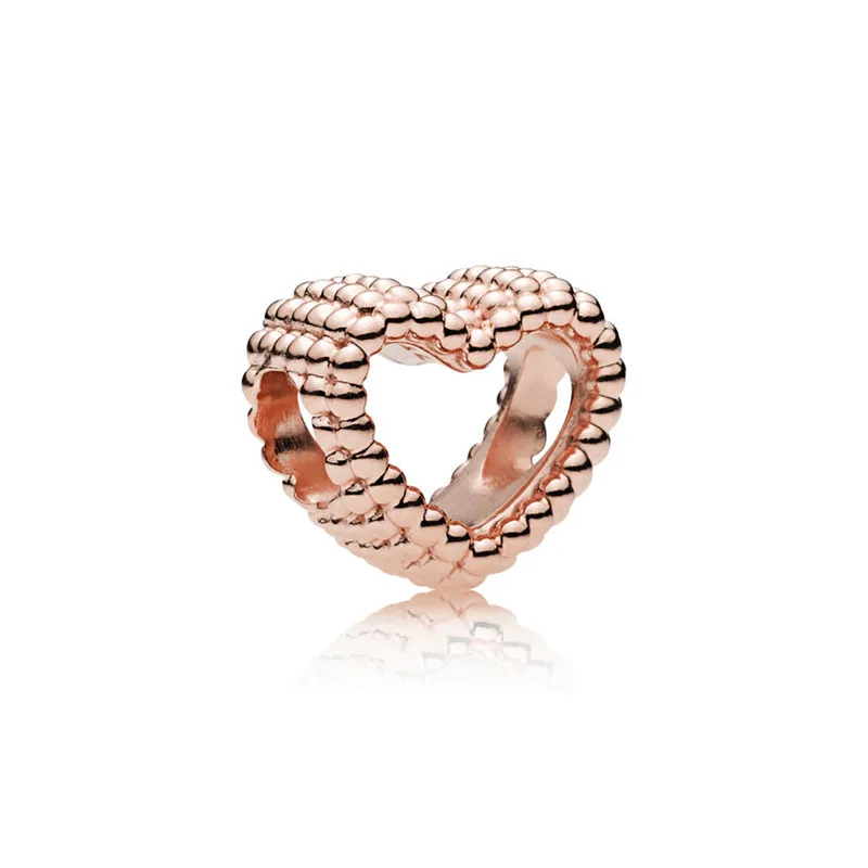 

Colgantes Heart Beads Rose Golden Jewelry Fit 925 Sterling Silver Bracelet DIY Beads for Jewelry Making Fashion Kralen Charms