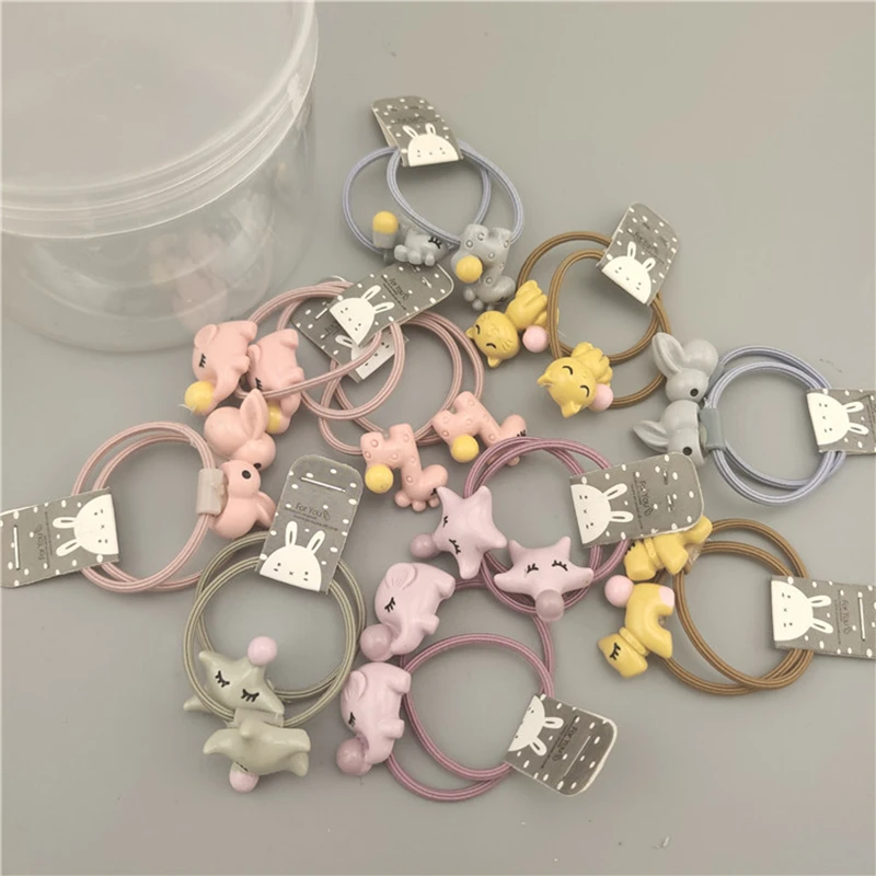 Cartoon Animal Girls Hair Rope Tie Korean Cute Rabbit Elephant Starfish Rubber Band Elastic Hairband Ladies Headwear Accessories