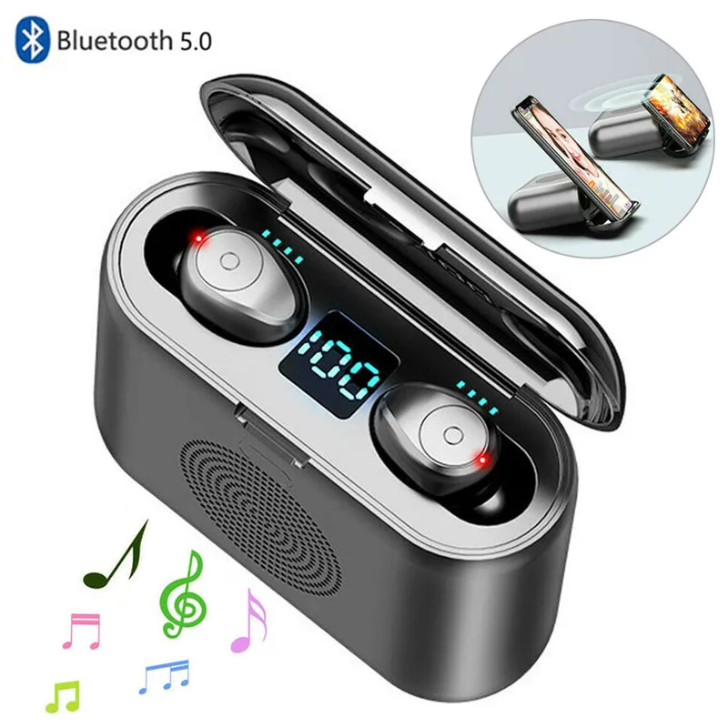 2 in 1 Headset Stereo Earphones Wireless Mini In-ear Earbuds with Speaker for iPhone Android Cell Phones