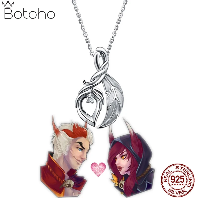 Game LOL  XAYAH and RAKAN Pendant Necklace S925 Sterling Sliver Jewelry XAYAH Choker RAKAN Necklaces for Women Men Gift Couples