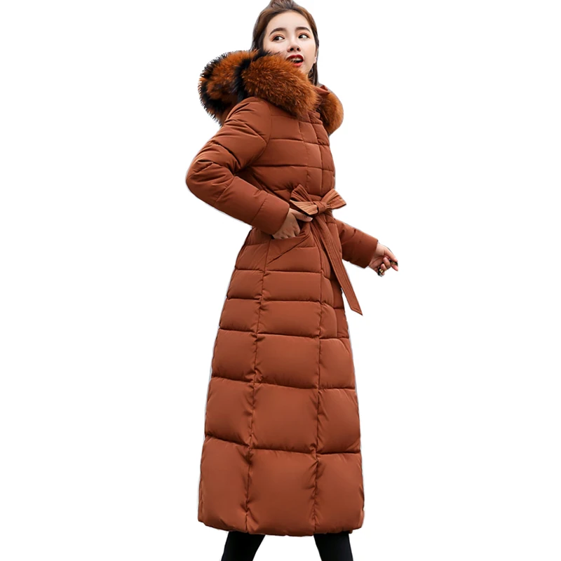 X-Long 2021 New Arrival Fashion Slim Women Winter Jacket Cotton Padded Warm Thicken Ladies Coat Long Coats Parka Womens Jackets