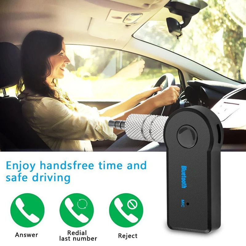Adaptador receptor de coche Bluetooth inalámbrico 3,5 mmJack transmisor de Audio llamada de teléfono manos libres Auto AUX receptor de música para