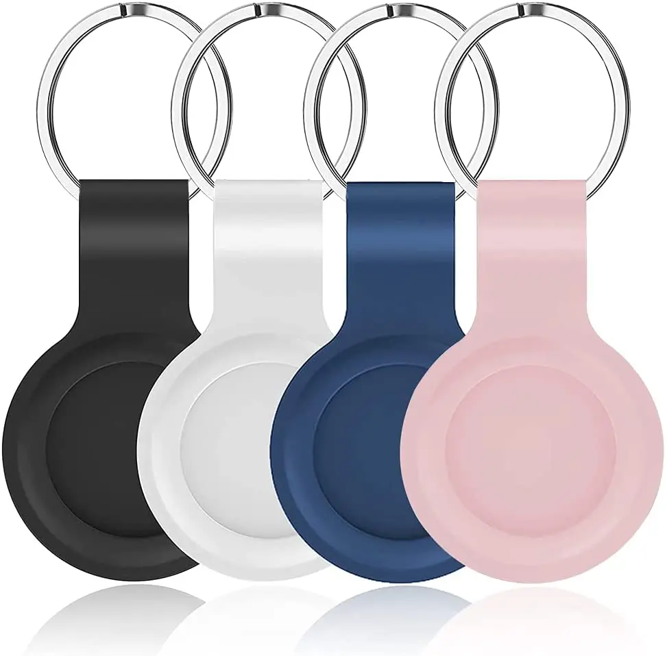 

4 Pcs Protective Case Keychain Compatible for AirTags Silicone Cover with Key Ring Cases Items Finder Tracker for Car Key Pet