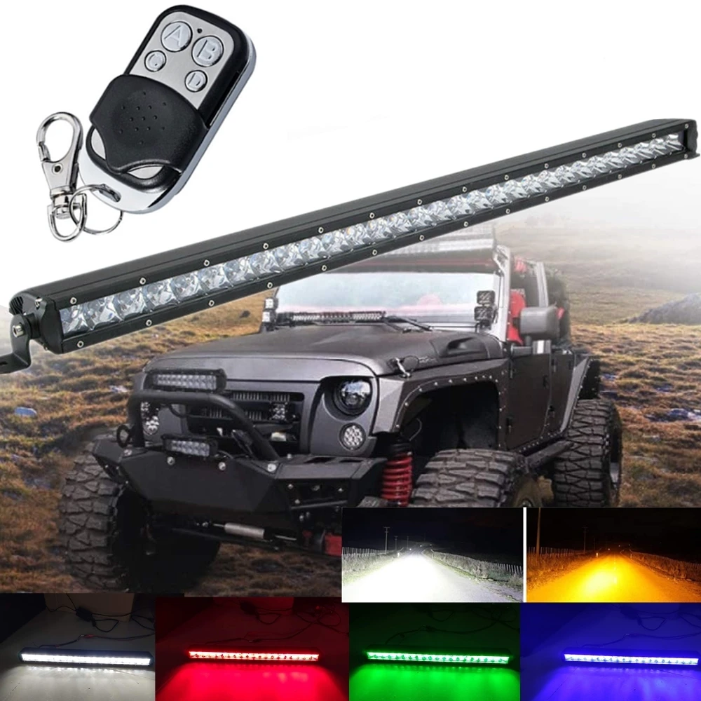 Slim 32inch 150W Single Row OffRoad LED Work Light Bar 3D for UAZ 4X4 SUV Offroad Truck White With Amber/ Red/ Blue/ Green