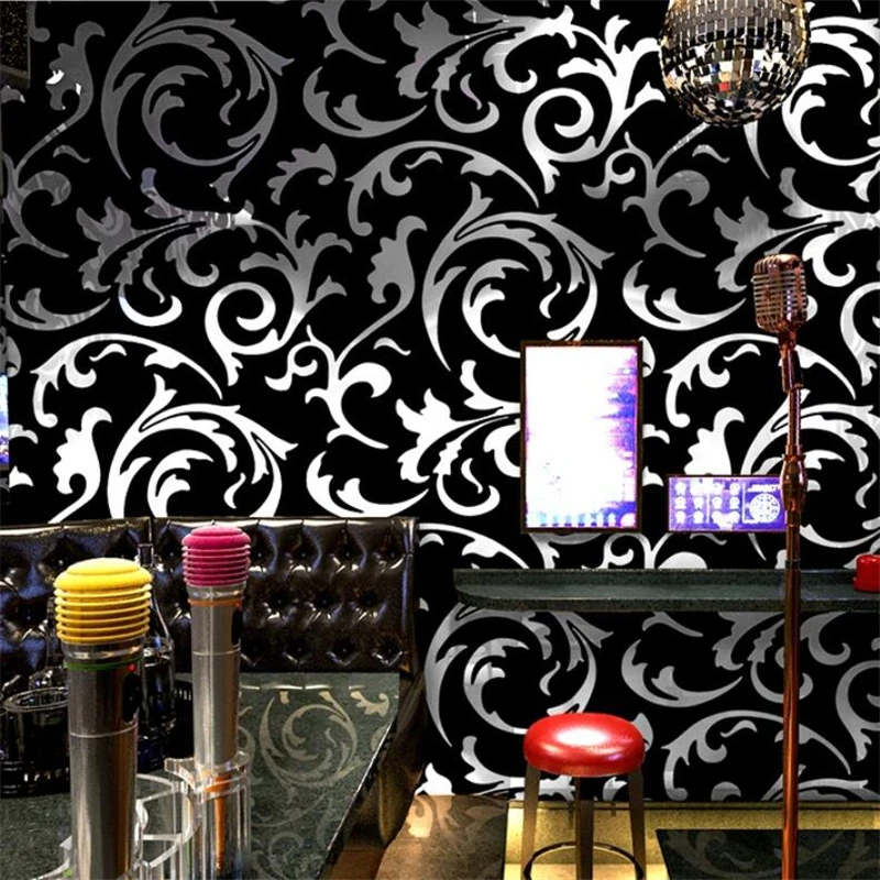 High-end wallpaper karaoke flash wall covering 3d reflective special bar theme box corridor ceiling sofa background wall paper