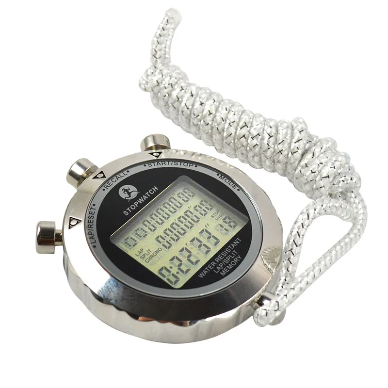 Metalen Digitale Timer Sport Stopwatch Waterbestendig Memory Teller Antimagnetic Chronograaf Modieuze Waterdichte Timer