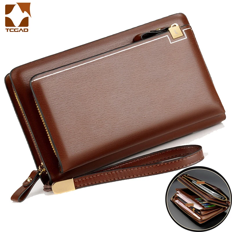 men's wallet 2 zipper leather clutch bag portmone men Luxury brand big wallet carteira portefeuille homme forever young bag male