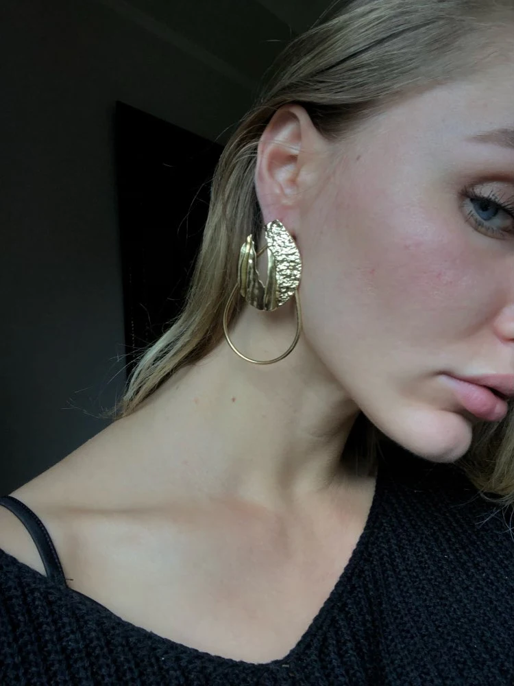 2026 New Metal Alloy Big Circle Earrings Women Geometric Statement Drop Earring Female Simple Long Hanging Earrings For Women