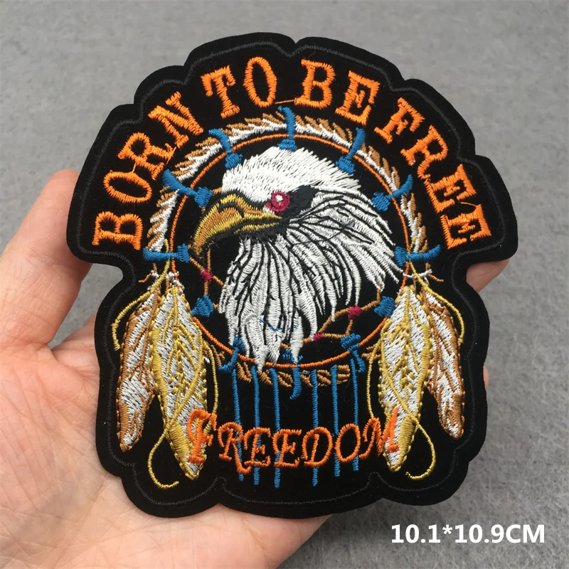 Live To Ride Punk Eagle Embroidered Patches on Clothes Iron on Patches for Clothing Jacket Badge DIY Biker Appliques Stirpes