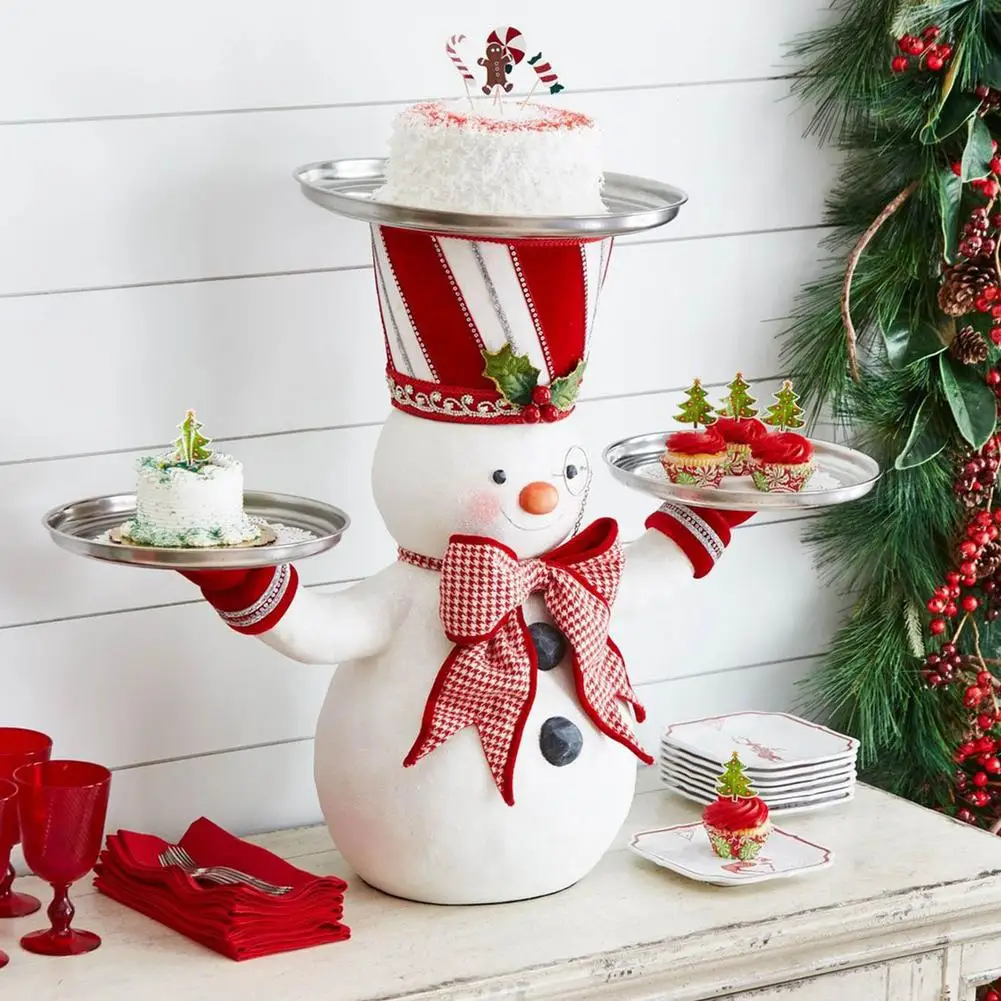 Christmas Tree Snowman Dessert Table Fruit Plate Cake Stand Party Candy Food Serving Tray Snowman Xmas Snack Rack Holde New Year