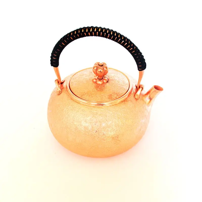 One Full Piece Pure Copper Water Kettle High Quality Teapot Handmade Handle Lid Top Grade Gift