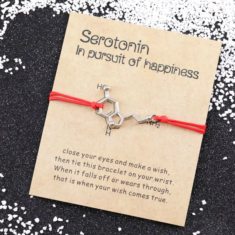 Serotonin Wish Bracelet Serotonin Molecule Bracelets Chemical Formula 5-HT Charm DNA Bracelet Nurse Jewelry Friendship Bracelet