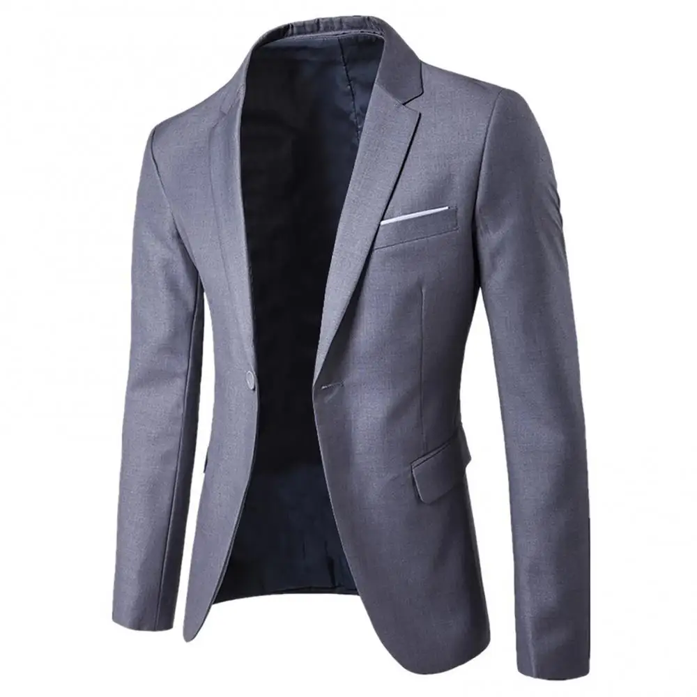 Traje de negocios de manga larga con solapa y botones para hombre, Blazer DE BODA ajustado, Color sólido, talla grande, Otoño, 2 unids/set