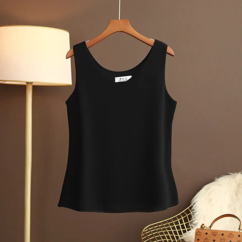 2023 New Summer Women Blouse Loose V-Neck Chiffon Shirt Female Sleeveless Blouse Oversize Shirts women tops and blouses Top