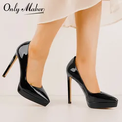 Onlymaker kobiety ze spiczastym noskiem 12CM buty na obcasie wsuwane czółenka sukienka sukienka seksowne modne czółenka