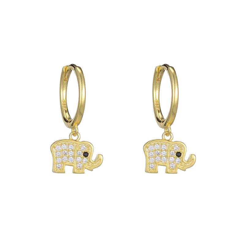 REETI Real 925 Sterling Silver Crystal elephant Earring For Women Making Jewelry Gift Wedding Party Engagement