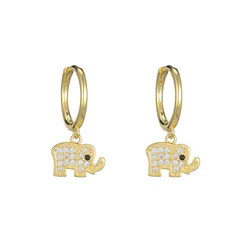 REETI Real 925 Sterling Silver Crystal elephant Earring For Women Making Jewelry Gift Wedding Party Engagement