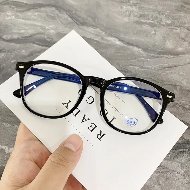 Gafas de ordenador antirayos azules para hombre y mujer, lentes Unisex a la moda TR90 Vintage con montura redonda, para videojuegos, UV400