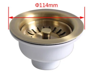 Sink drain bowl shape drainer Golden stainless steel drainer 114mm drainer Kitchen sink filter drain