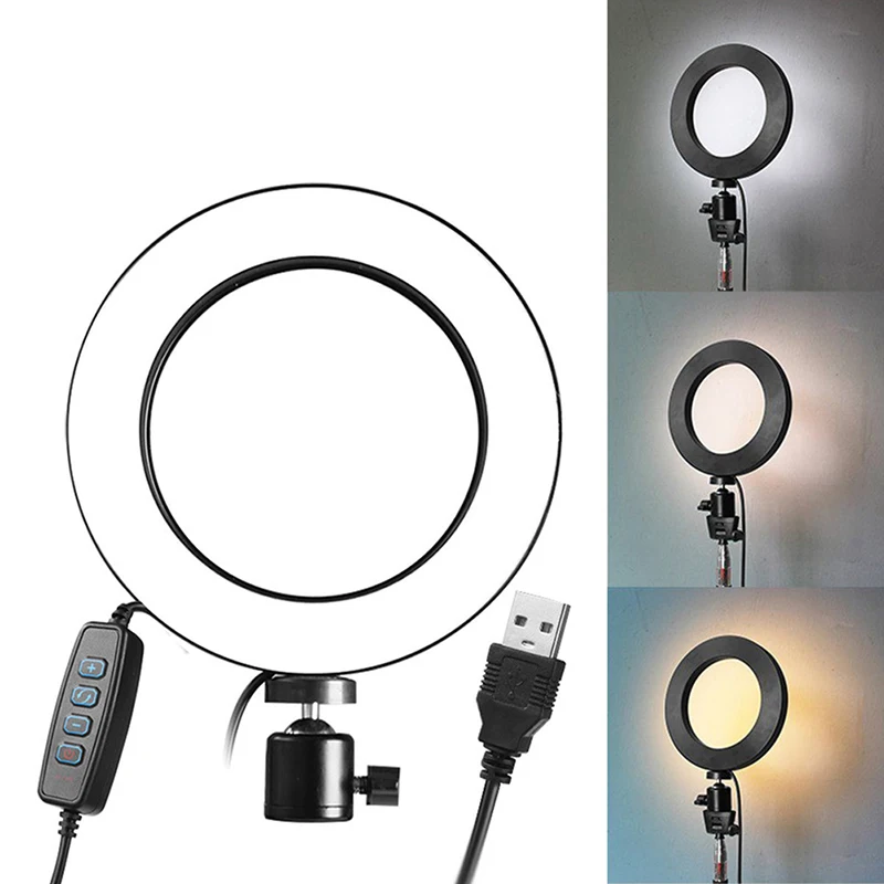 6" LED Ring Light Dimmable USB 5500K Fill Lamp Photography Phone Video Live