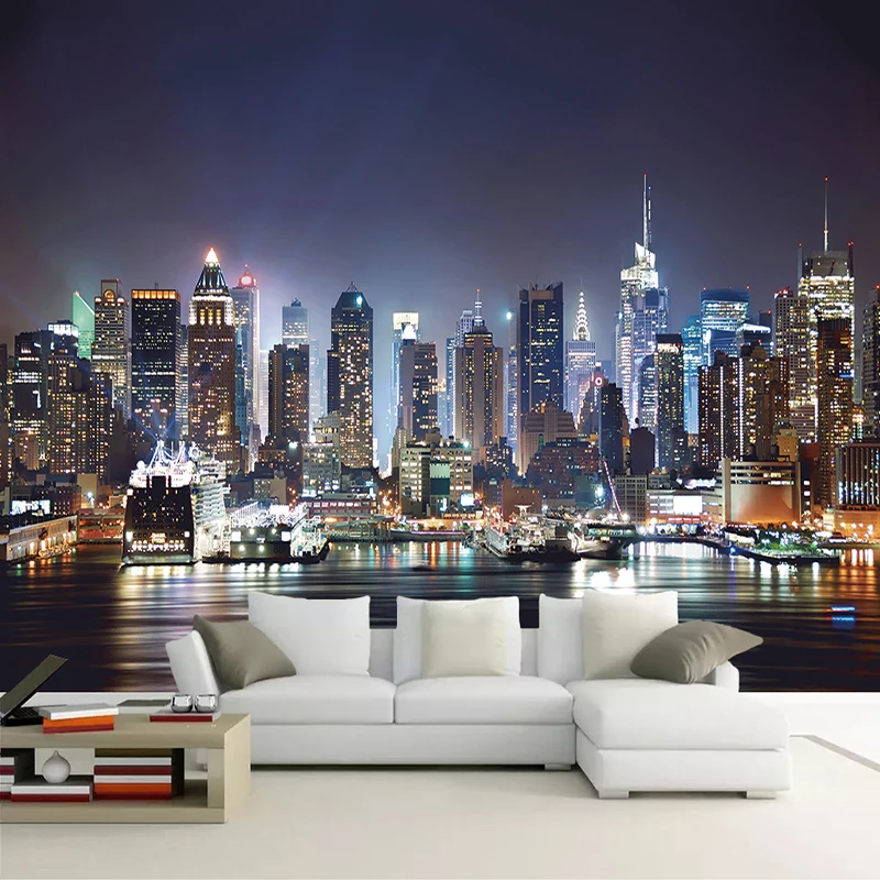 Custom Photo Wall Papers Home Decor City Night View Large Mural Papel De Parede 3D Bedroom Study Room Background Wall Painting