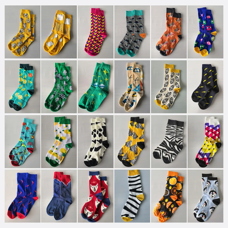 New Happy Mens Socks Women Sloths Novelty Sock Combed Cotton Funny Men\'s Big Size Crew Harajuku Hip Hop Winter Thick Long Socks