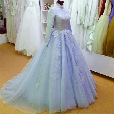 2023 Muslim Arabic Wedding Dresses Vintage Customized Made Bridal Gowns  High Nneck Long Sleeves Vestido De Noiva de Renda