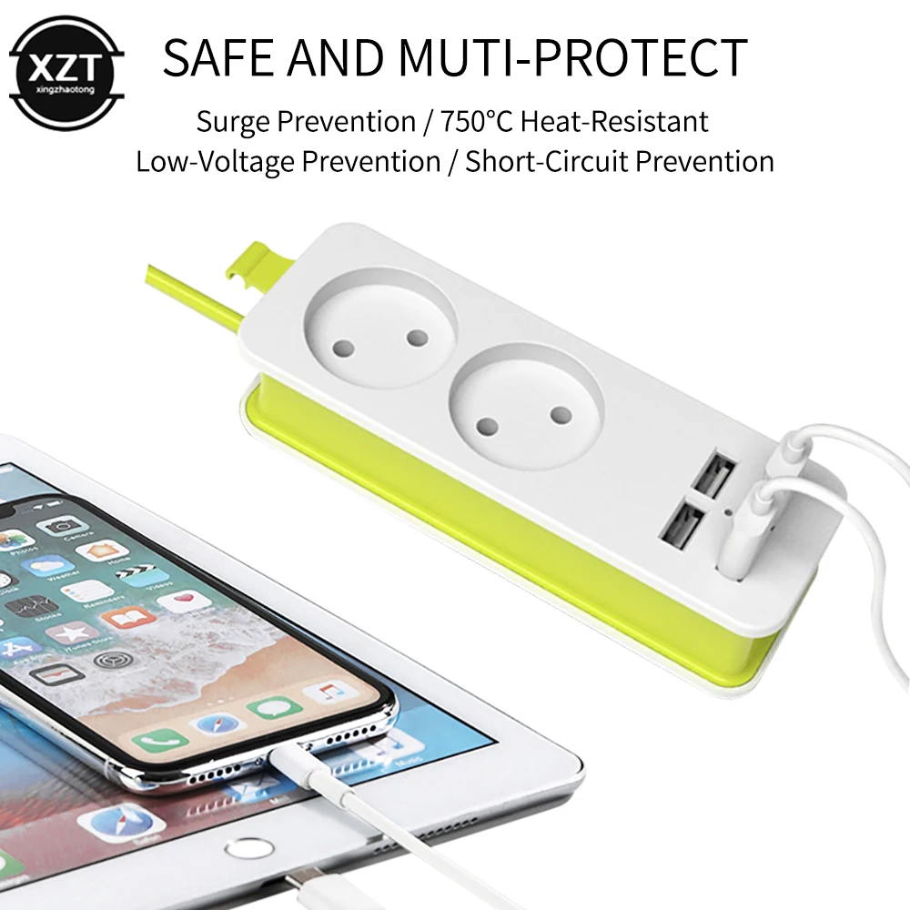 1.5M EU Plug Power Strip Wall Multiple Socket 1200W 10A 250V Portable 4 USB Port Charging for Iphone Mobile Phones Tablets