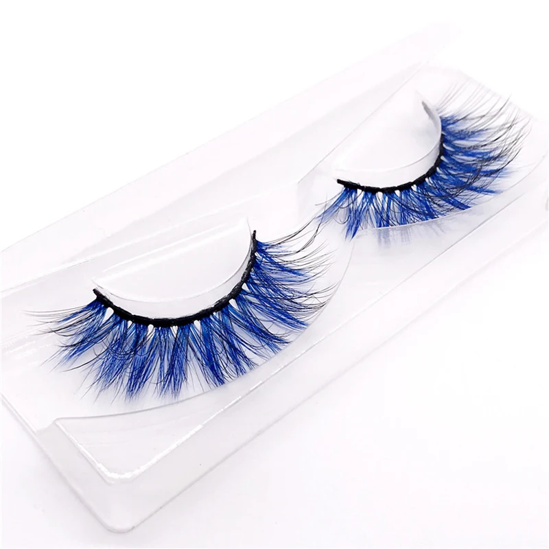 New 9D faux mink color lashes wholesale natural long fluffy individual dramatic colorful false eyelashes Makeup Extension Tools