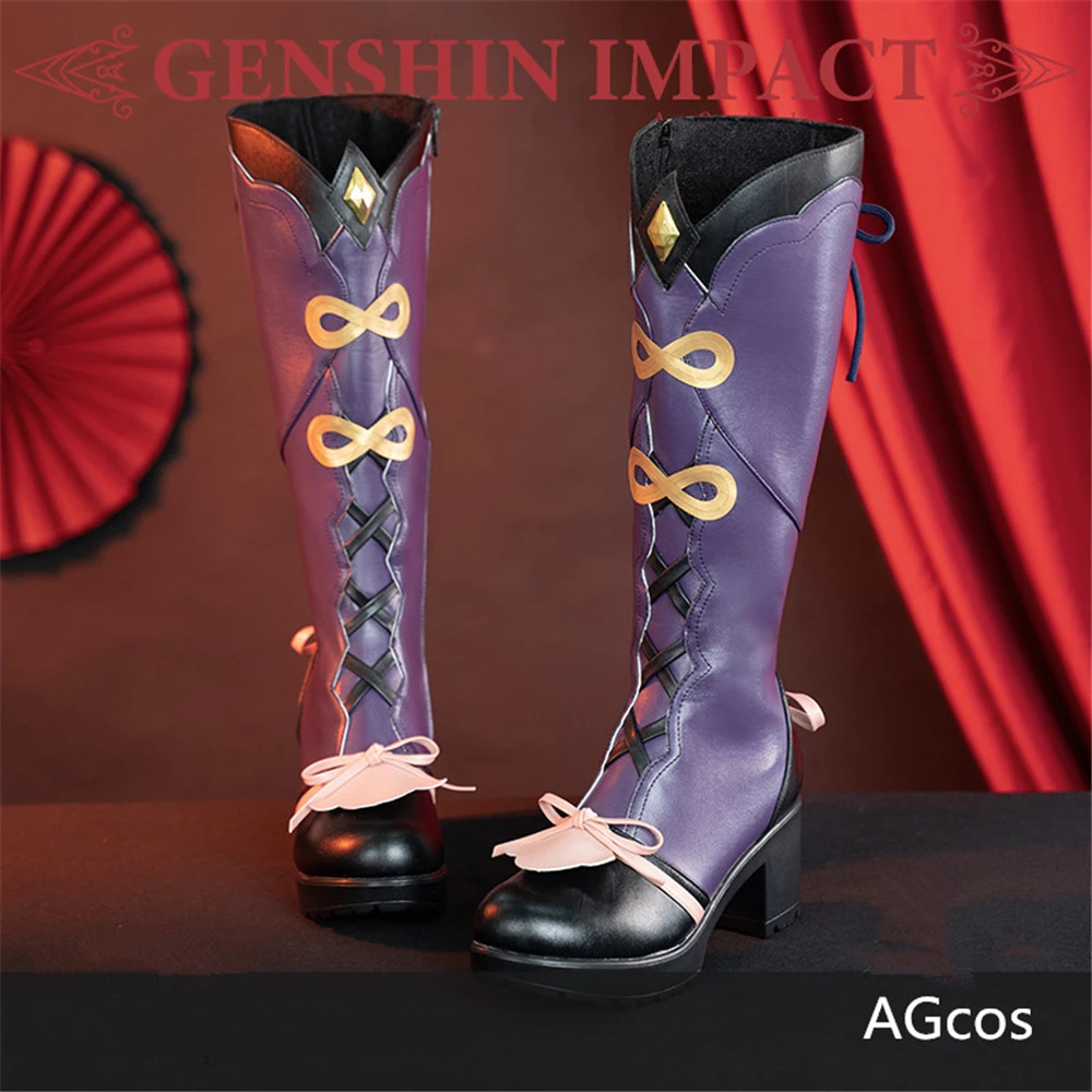 

AGCOS Genshin Impact Yun Jin Cosplay Shoes Woman Game Yunjin Cos Boots