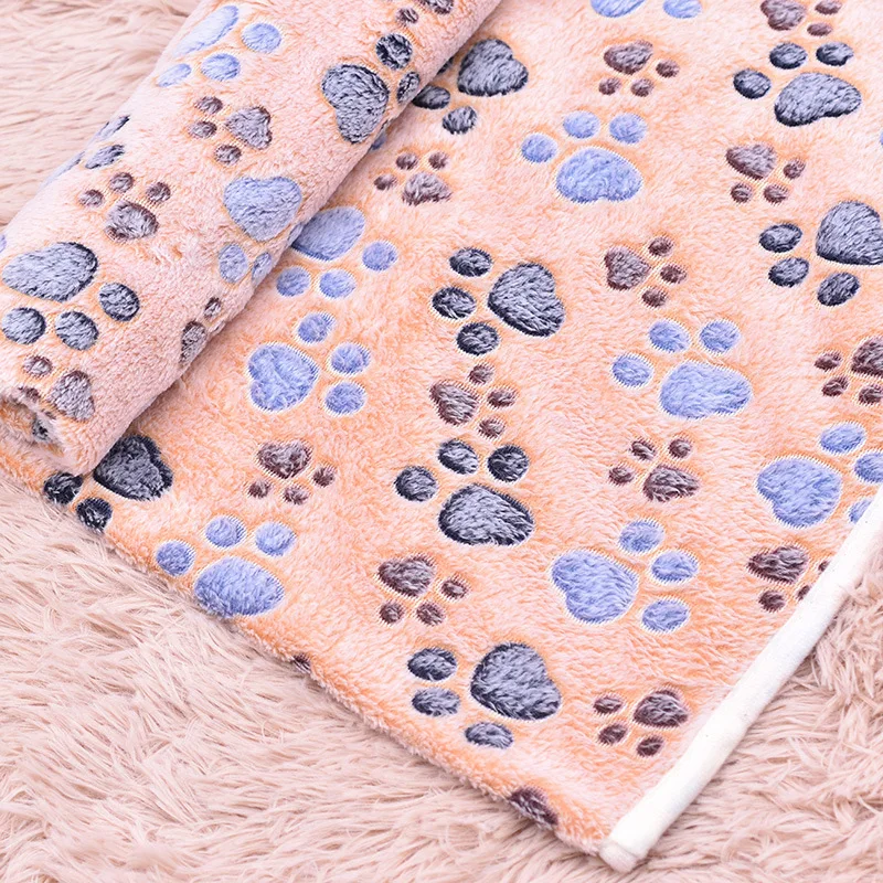 New Soft Pet Blanket Winter Dog Cat Bed Mat Foot Print Warm Sleeping Mattress Small Medium Dogs Cats Coral Fleece