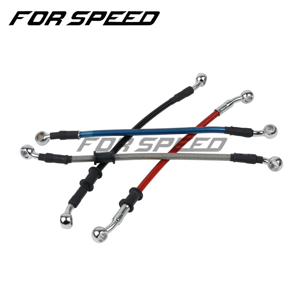 Short Motorcycle Dirt Bike Braided Brake Hose Line Steel Brake cable Hydraulic Banjo pipe 27 34 40 cm  for  Universal Racing