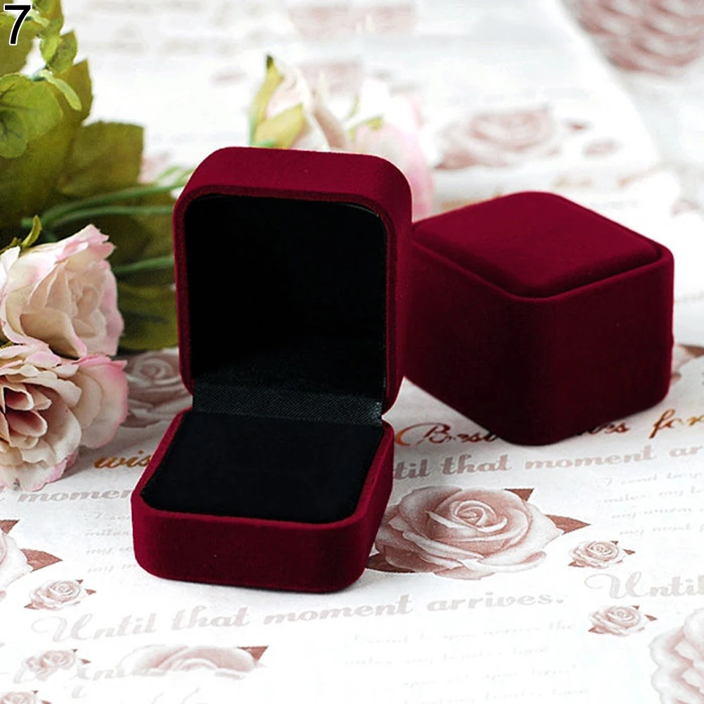 1pcs Squre Wedding Flannel Earrings Ring Box Jewelry Display Case Holder Gift boxes Amazing organizer