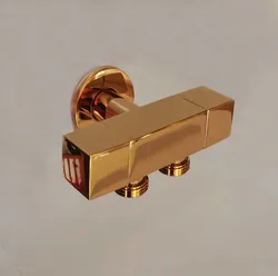 shine gold valve Brass 1 inlet 2 outlet double 2 handle valve two-way Toilet diverter valve for shattaf valve BD233