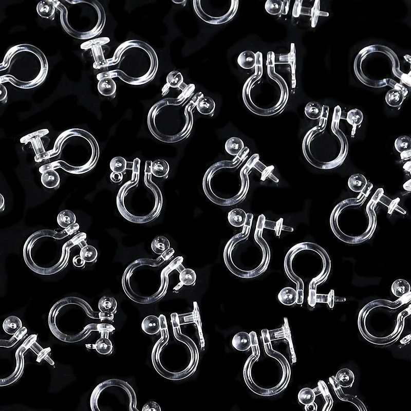 20 teile/los Transparent Ohr Clip Basis Für Schmuck Machen Ohr Stecker Harze Kunststoff Ohrringe Basis Einstellung DIY Schmuck Zubehör – Detail 3