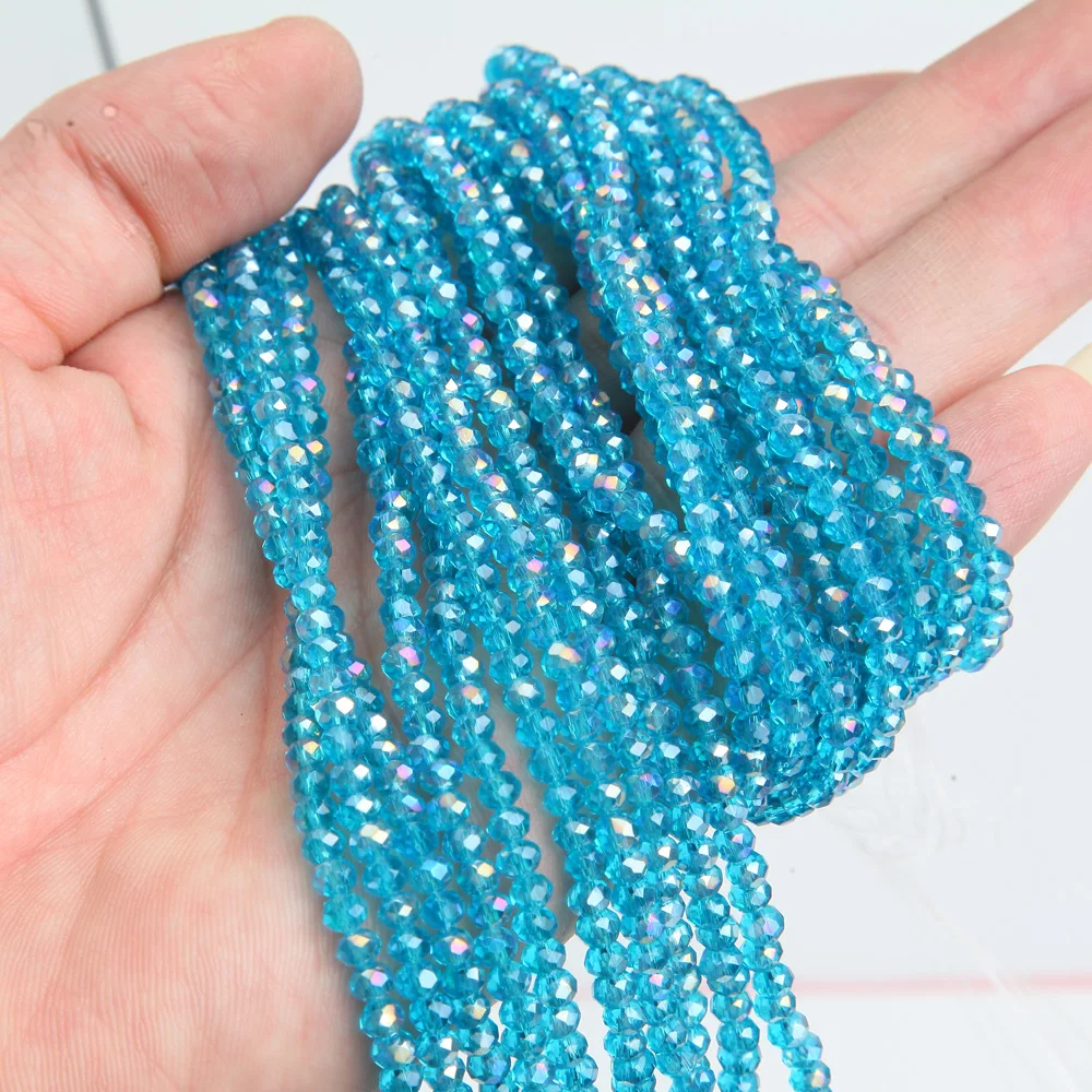 1 Strang 3*4mm Kristall Rondelle Glasperlen Facettierte Lose Spacer Glänzende AB Perlen Diy für Schmuck Machen Armband Zubehör – Detail 13