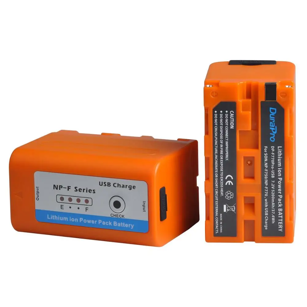 5200mAH NP-F750 NP-F770 Camera Battery with USB Charging Port with LED Power Indicator for Sony QM91D for Godox LED Video Light