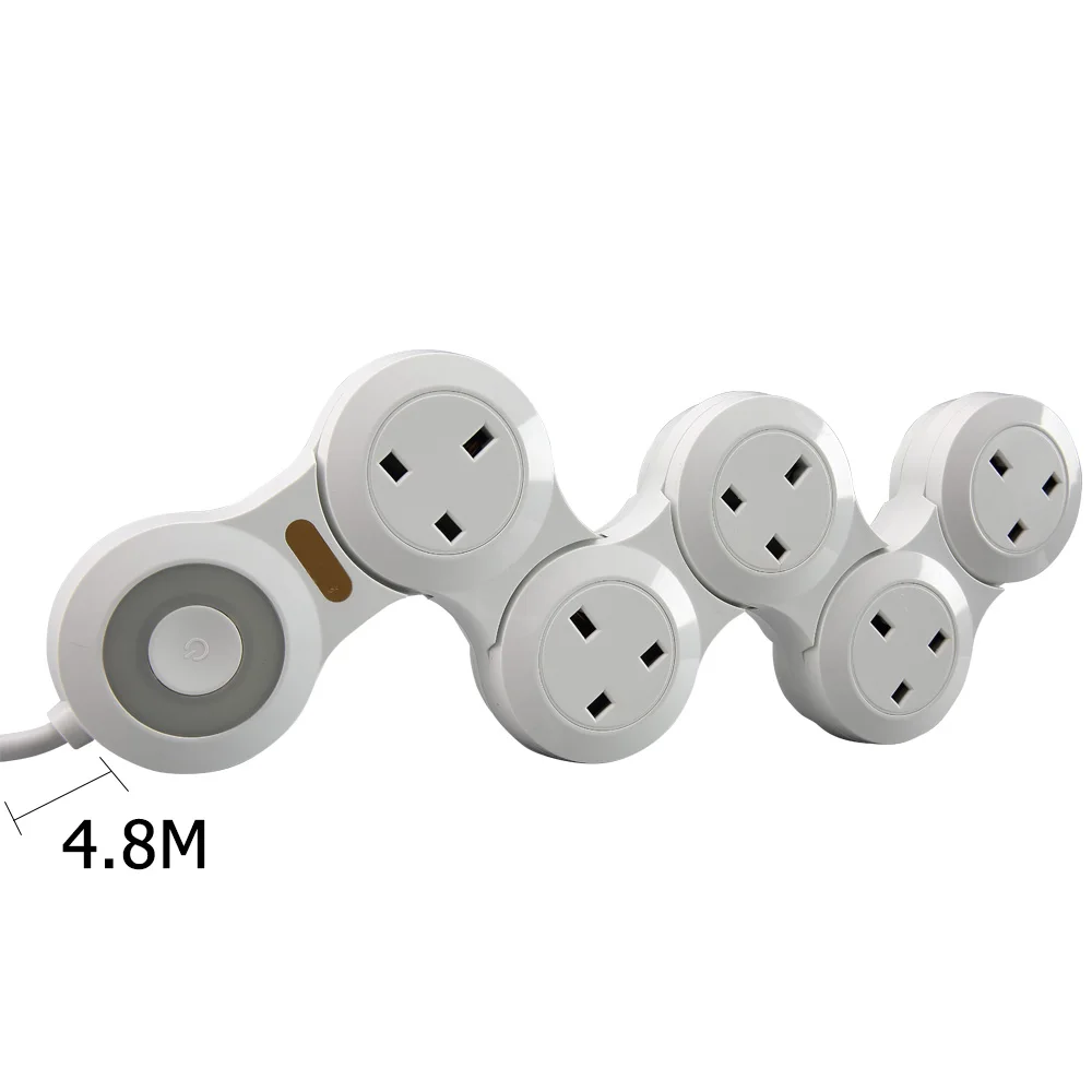 Power Strip 4/5 Way White Outlets UK Electrical Plug Socket Dual USB Ports Adapter Folding style 1.8m 2.8m 4.8m Extension Cord