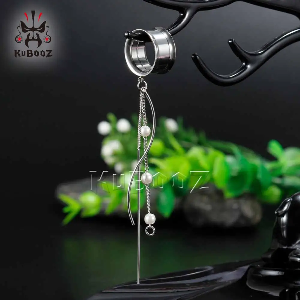 KUBOOZ popularne kolczyki ze stali nierdzewnej frędzle wisiorek tunele wtyczki piercing biżuteria kolczyk wskaźniki nosze dla kobiet 2 sztuk — zdjęcie 7