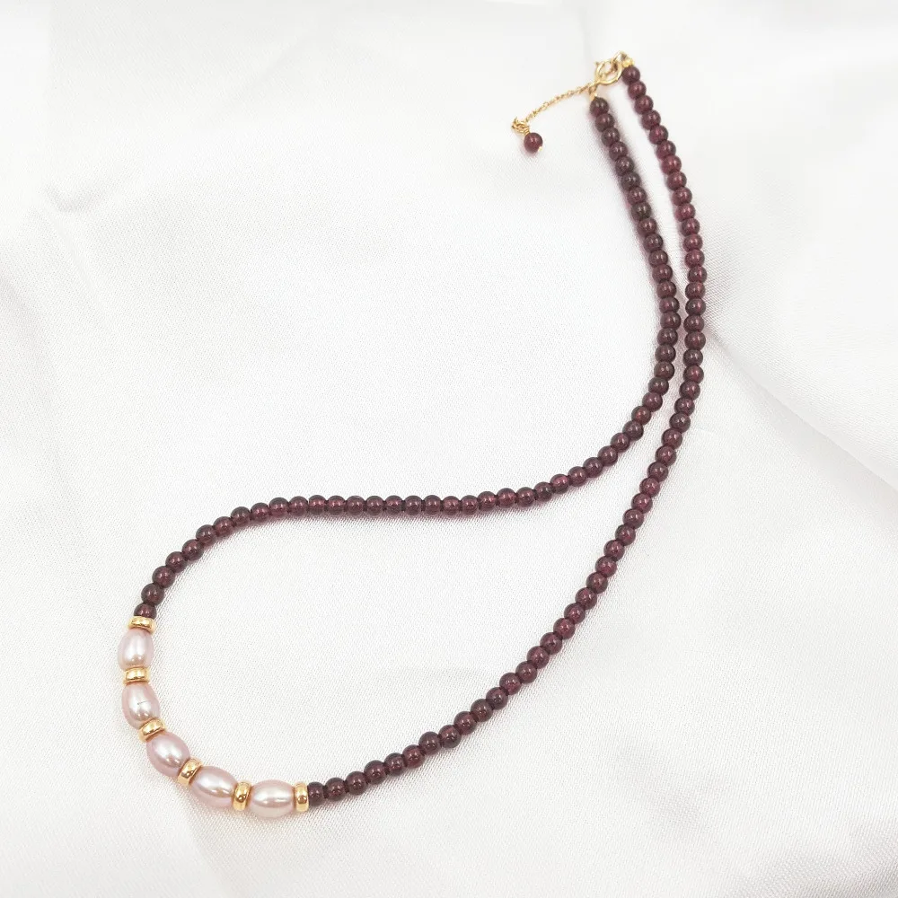 

LiiJi Choker Necklace Real Red Garnet Freshwater Pearl 925 Sterling Silver Mothers Day Gift Dropshipping