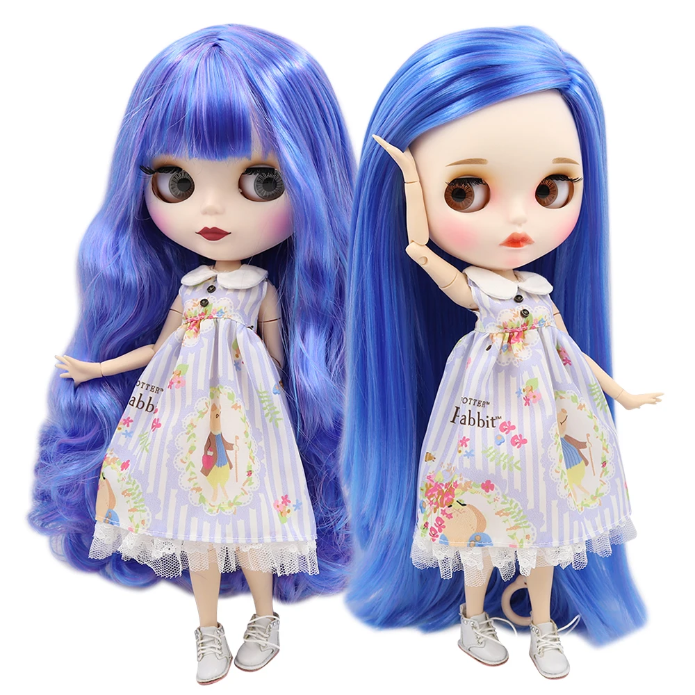 

ICY DBS Blyth Doll 1/6 bjd purple mix blue hair joint body matte face 30cm toy girls gift