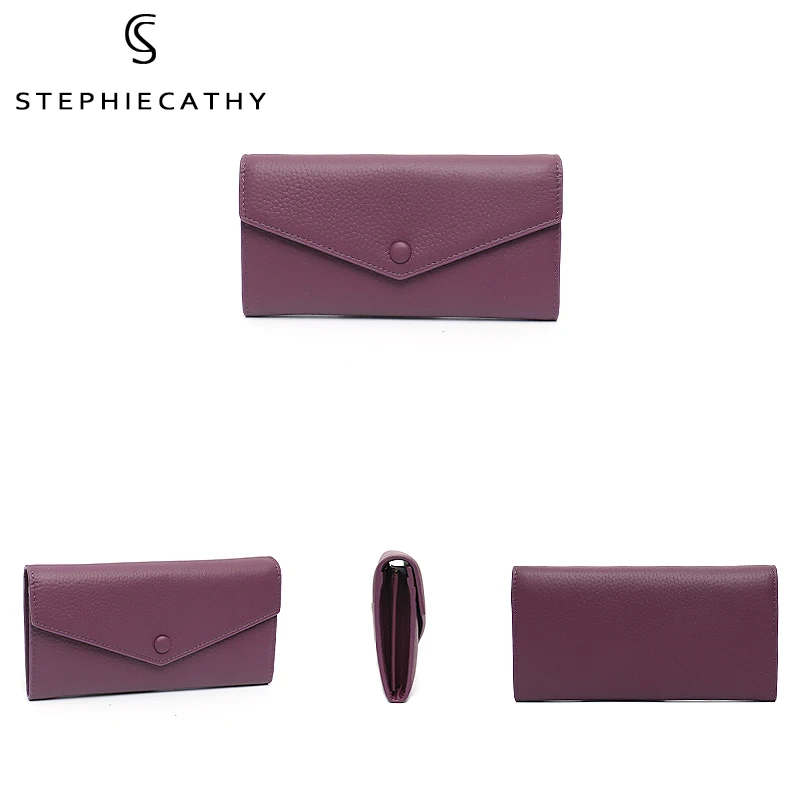 SC Fashion Leather Women Long Wallets New Design Functional Card Holder Clutches Zipper Phone Coin Pocket Cowhide Female Purse