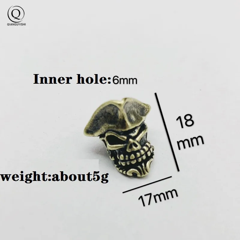 EDC Retro Paracord Beads Pirate Skull Brass Knife Pendant for Keychain Hanging DIY Accessories Umbrella Rope Knife Bead Paracord