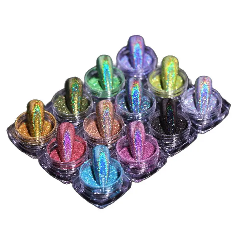 

12pcs Holographic Nail Powder Glitter 0.05mm Dust Nail Sequins Pigments Nail Art Flakes Decoration DIY Pigment