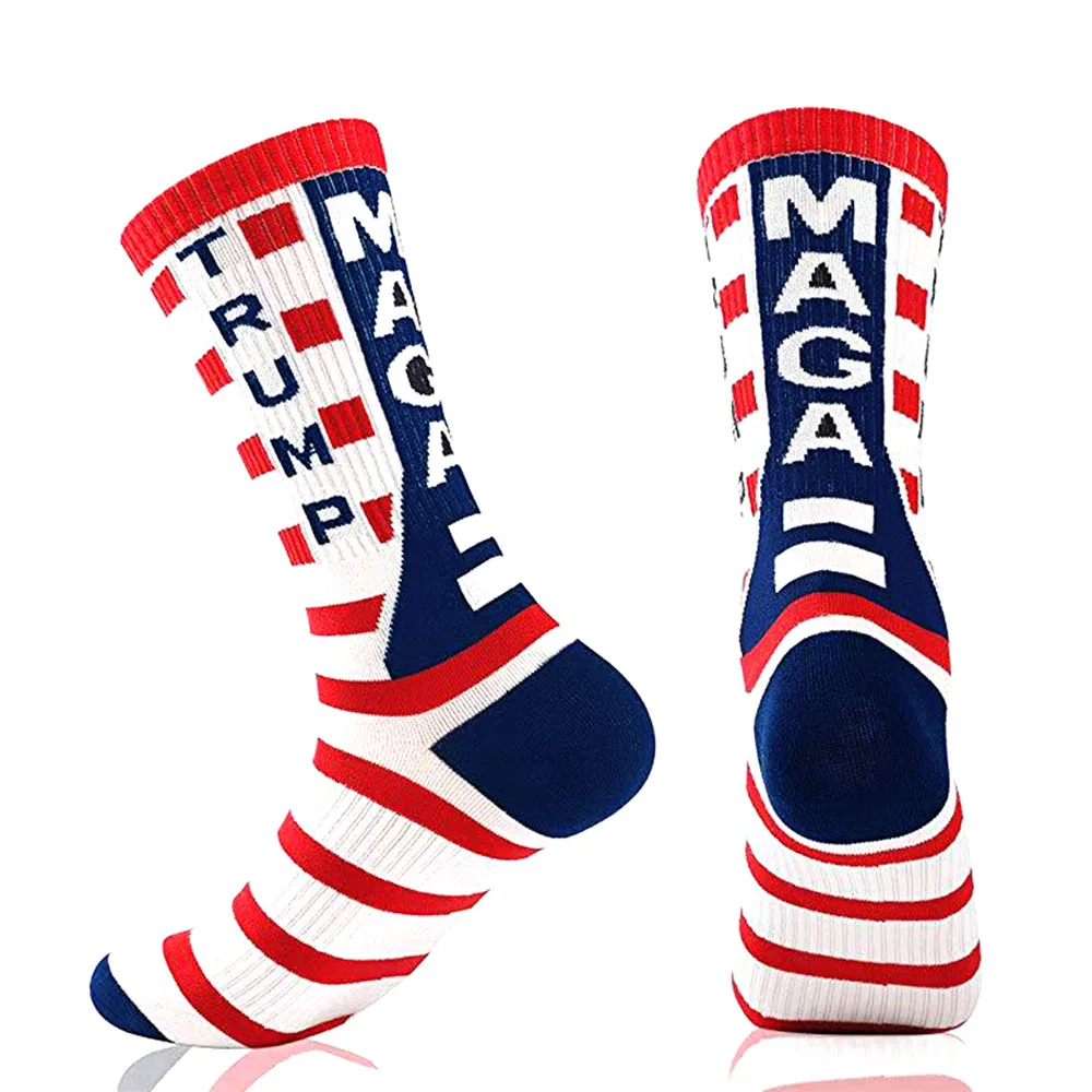 Women Socks Creative President Donald Trump Make America Great Again National Flag Star Stripes Socks Men Funny Happy Cotton Sox