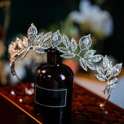 Gorgeous Crystal Crown Tiara de Noiva Meghan Markle Wedding Hair Accessories Women Hair Jewelry Zircon Bridal Crowns and Tiaras