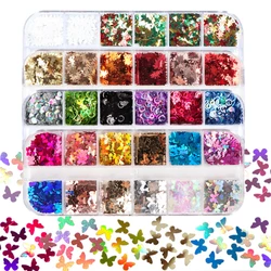 Nail Laser Glitter Sequins Autumn Maple Leaf Butterfly Ultra-Thin Heart Candy Color Dots Flake Nail Art Decoration